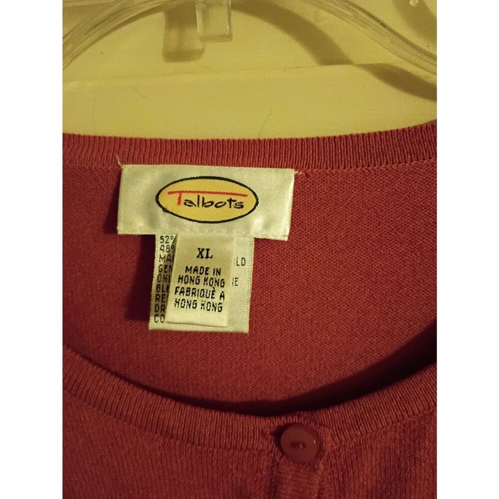 Talbots Rust Orange Button-Front Crewneck Cardigan - Picture 3 of 7